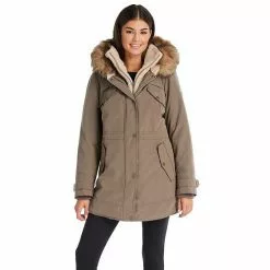 Women's Koolaburra By UGG Faux-Fur Hood Inner-Vest Puffer Coat Olive