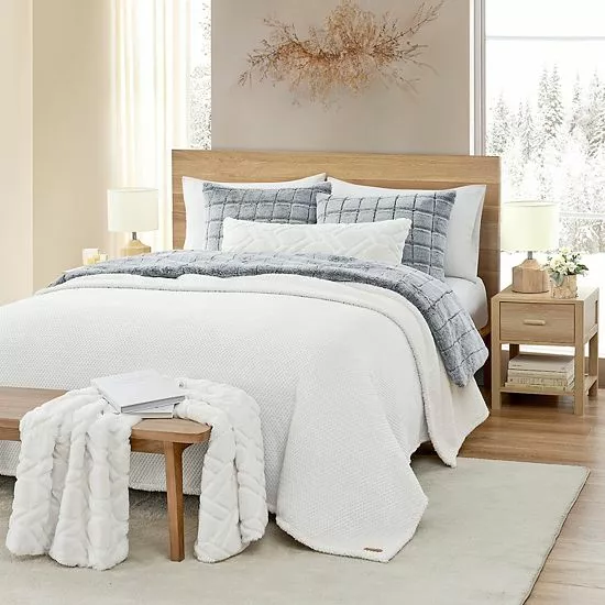 Koolaburra By UGG Pina Sherpa Plush Blanket Kb White 2 Koolaburra By UGG Pina Sherpa Plush Blanket Kb White - Image 2