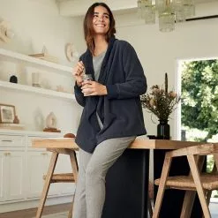 Women's Koolaburra By UGG Microfleece & Sherpa Open Cardigan Blue -Koolaburra by UGG shop unnamed file 653