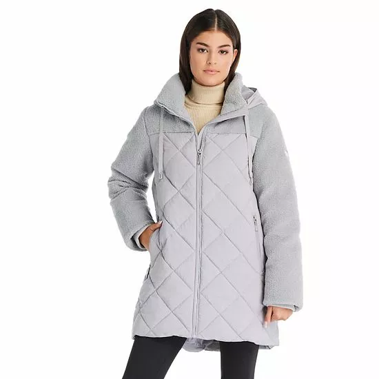 Women's Koolaburra By UGG Mixed-Media Puffer Coat Cloud Blue 5 Women's Koolaburra By UGG Mixed-Media Puffer Coat Cloud Blue - Image 5