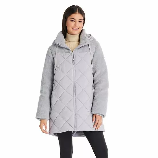 Women's Koolaburra By UGG Mixed-Media Puffer Coat Cloud Blue 7 Women's Koolaburra By UGG Mixed-Media Puffer Coat Cloud Blue - Image 7