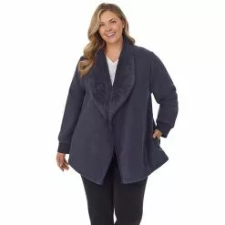 Plus Size Koolaburra By UGG Microfleece & Sherpa Open Cardigan Black -Koolaburra by UGG shop unnamed file 976